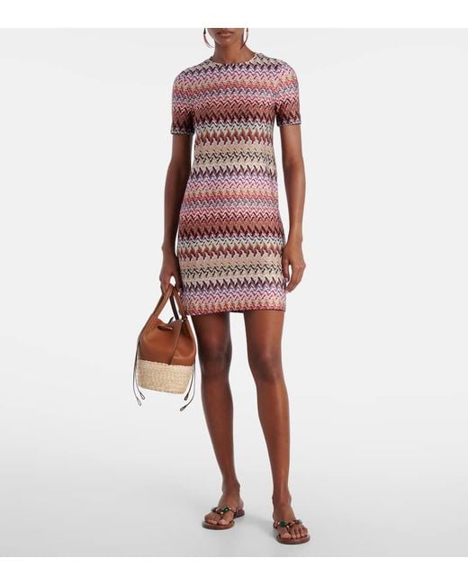 Missoni Red Zig Zag Lame Minidress