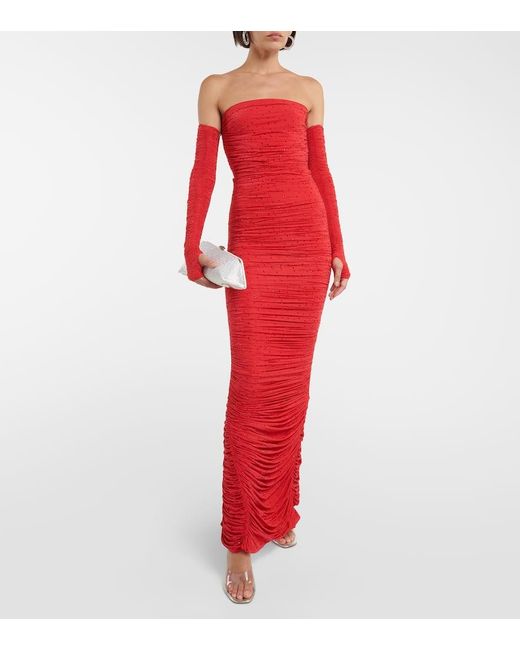 Alex Perry Red Verzierte Robe Hyland Aus Jersey