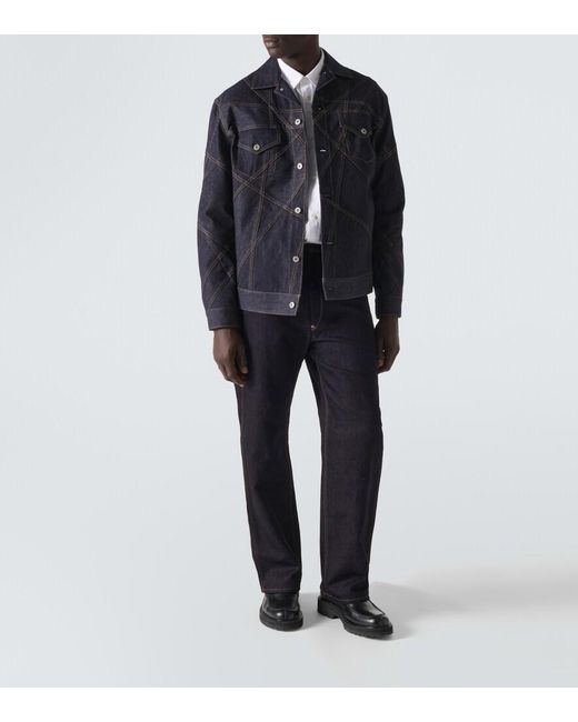 Junya Watanabe Blue Embroidered Denim Jacket for men
