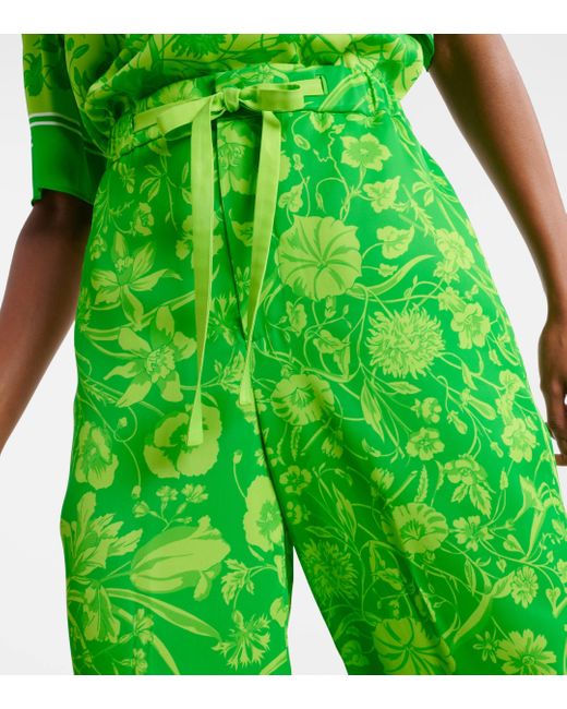 Gucci Green Floral Wide-leg Pants