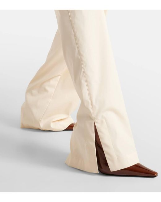 Saint Laurent White High-rise Cotton-blend Wide-leg Pants