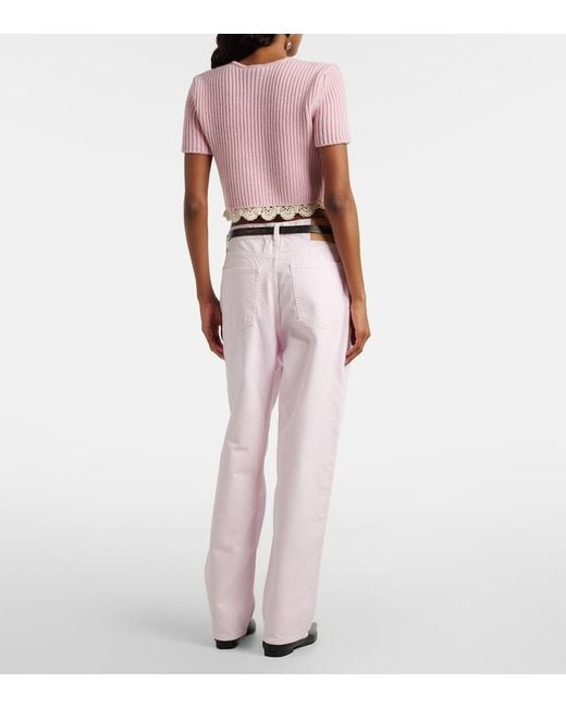 Magda Butrym Pink Mid-Rise Wide-Leg Jeans