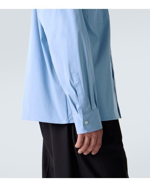 Plan C Blue Cotton-Blend Poplin Shirt for men