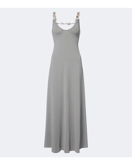 Eres Gray Sculpturale Embellished Jersey Maxi Dress