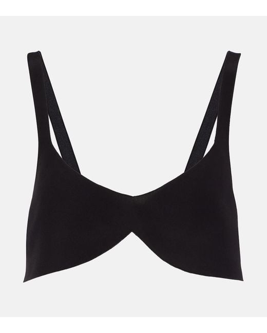 Prada Black Oversized Silk Crepe De Chine Bra Top
