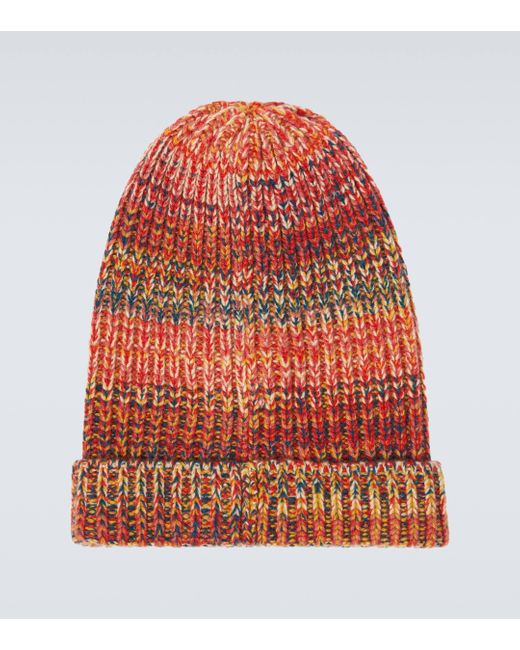 The Elder Statesman Red Ribbed-knit Cashmere Beanie for men