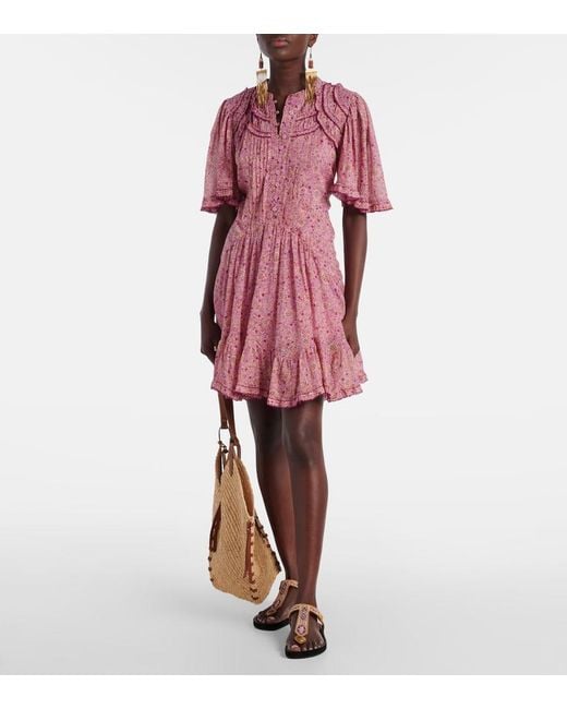 Isabel Marant Pink Celyn Ruffled Cotton Minidress