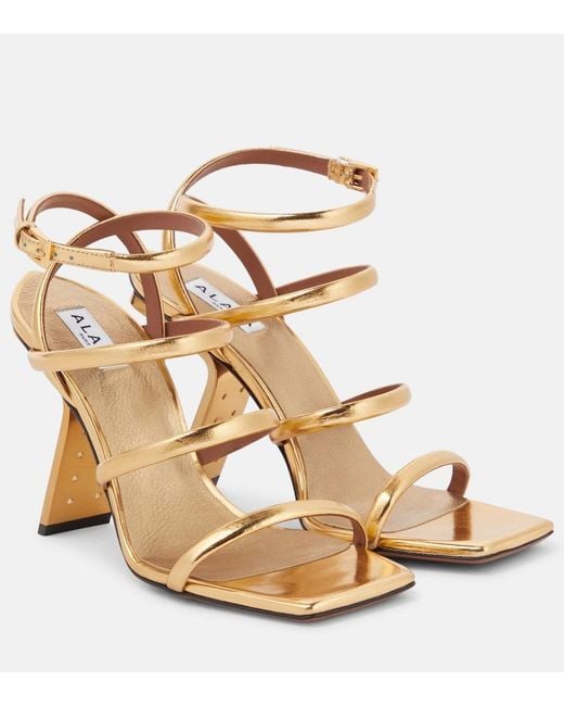 Alaïa Metallic Perfo Leather Sandals