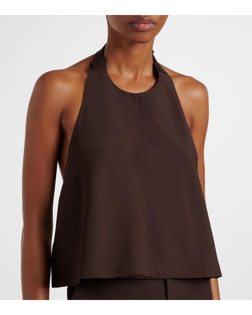 Wardrobe NYC Brown Open-Back Halterneck Wool Top