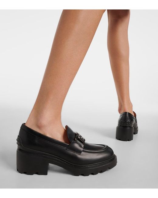 Tod's Black Leather Loafer Pumps