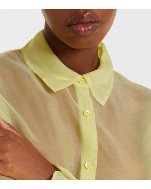 Frankie Shop Yellow Peri Sheer Silk-Blend Shirt