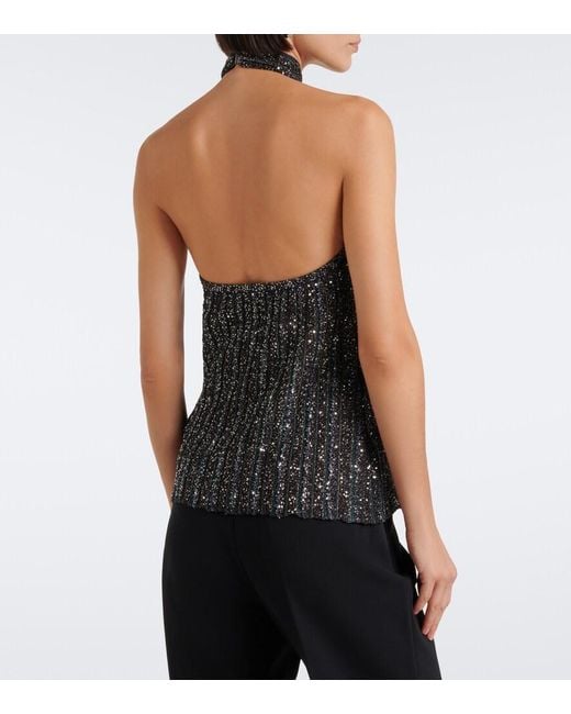 Missoni Black Ribbed-Knit Sequined Halterneck Top