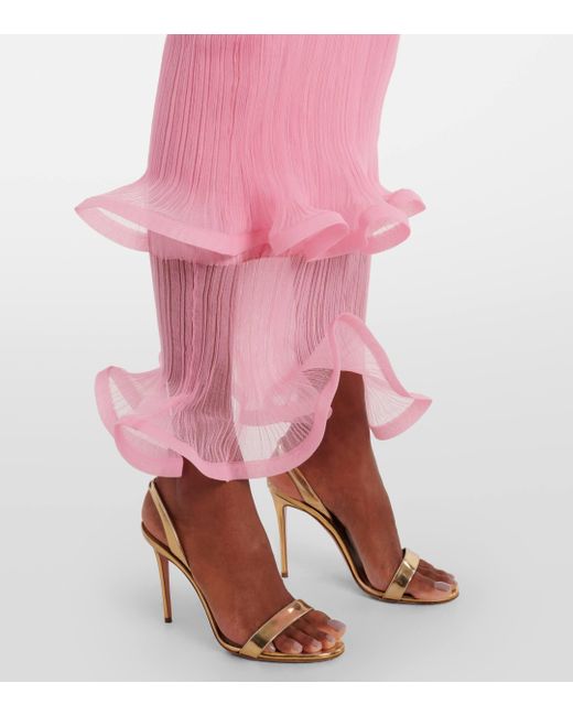 Jonathan Simkhai Pink Daniella Ruffled Midi Dress