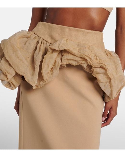 Max Mara Natural Baccano Peplum Pencil Skirt