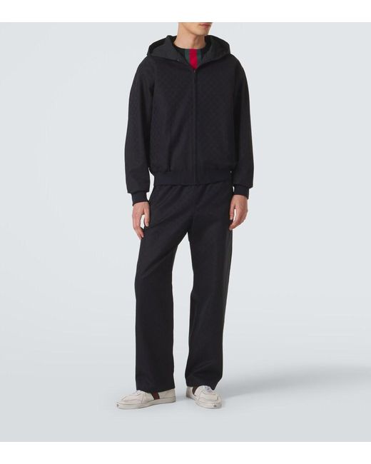 Gucci Blue Gg Canvas Straight-Leg Pants for men