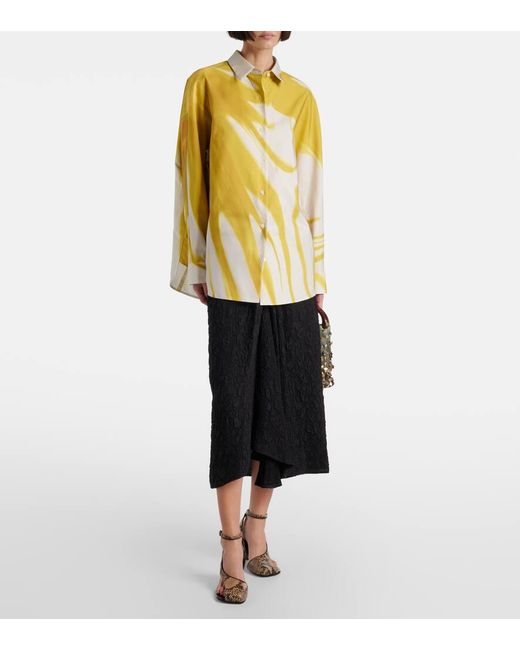 Camisa De Algodon Estampada Dries Van Noten de color Yellow