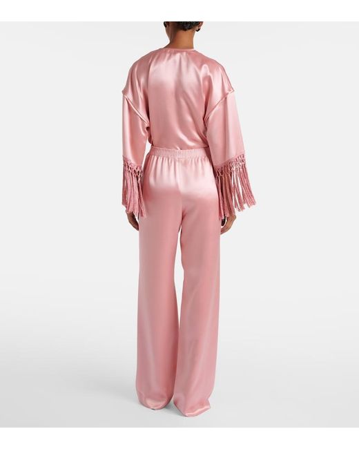 Valentino Pink Silk Duchess Satin Wide-Leg Pants