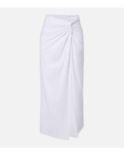 ViX White Karen Draped Midi Skirt
