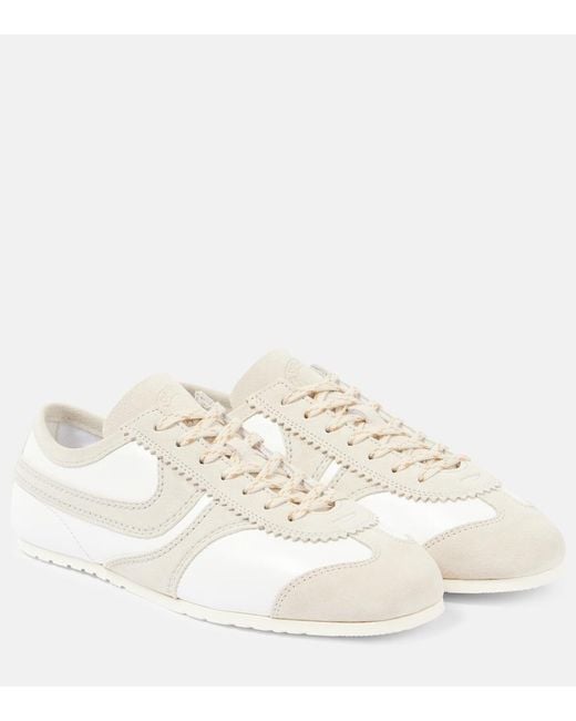 Dries Van Noten Natural Suede-Trimmed Leather Sneakers