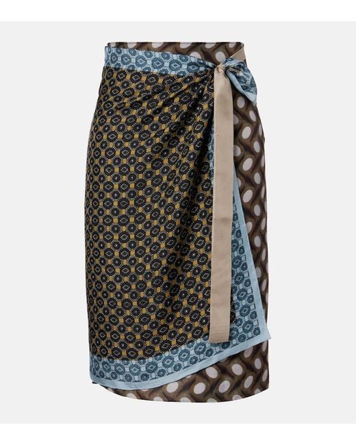 Dries Van Noten Multicolor Printed Silk Wrap Skirt