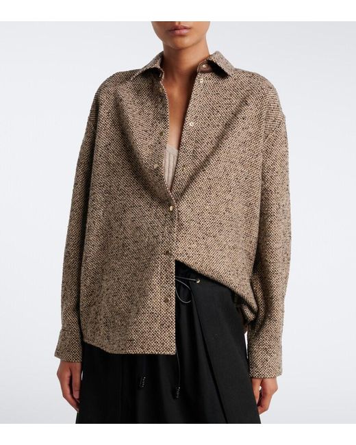 Moncler Brown Wool-Blend Tweed Overshirt