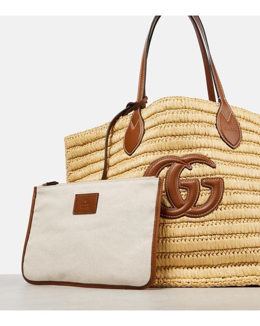 Gucci Metallic Tote Summer Large Aus Raffiabast Mit Leder
