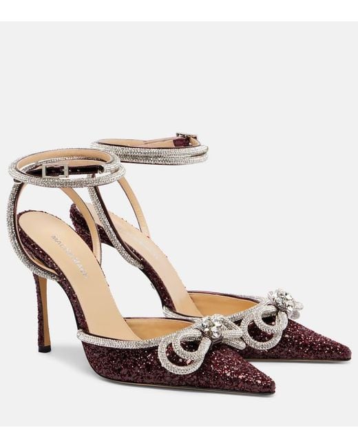 Mach & Mach Metallic Double Bow 110 Embellished Pumps