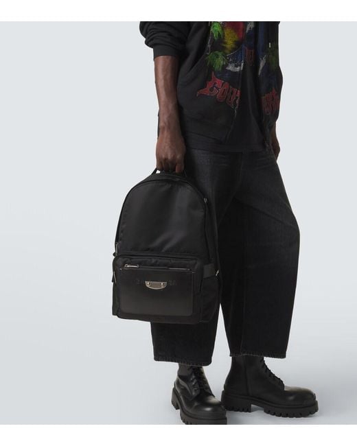 Balenciaga Black Leather-Trimmed Backpack for men