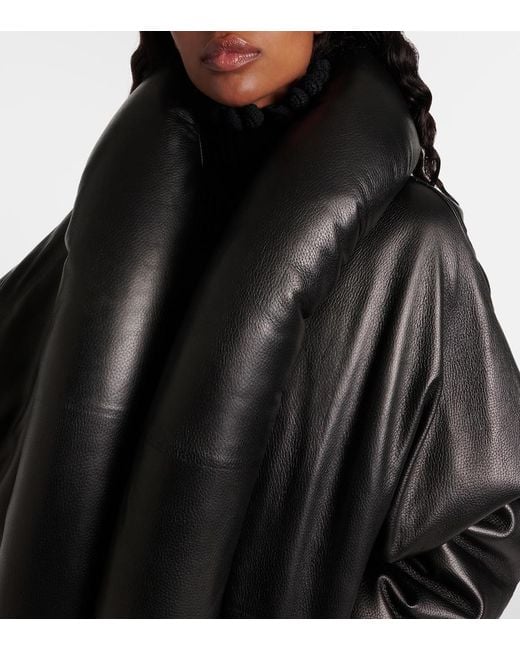 Alaïa Black Leather Bomber Jacket
