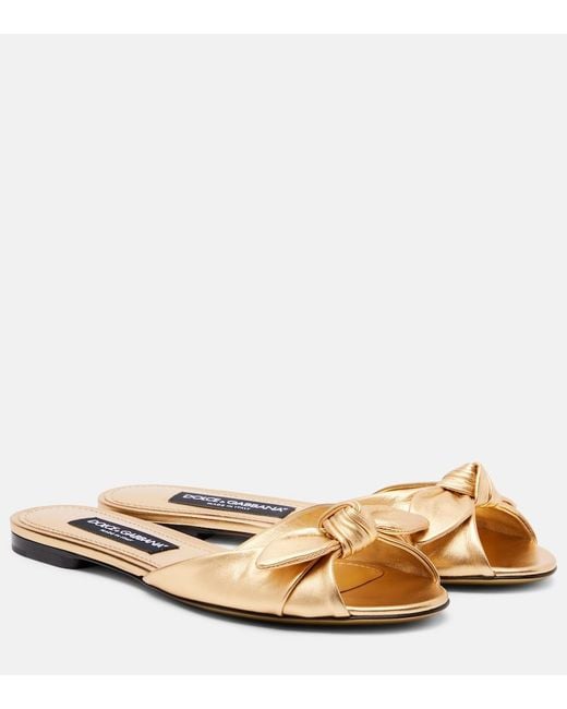Dolce & Gabbana Metallic Leather Slides