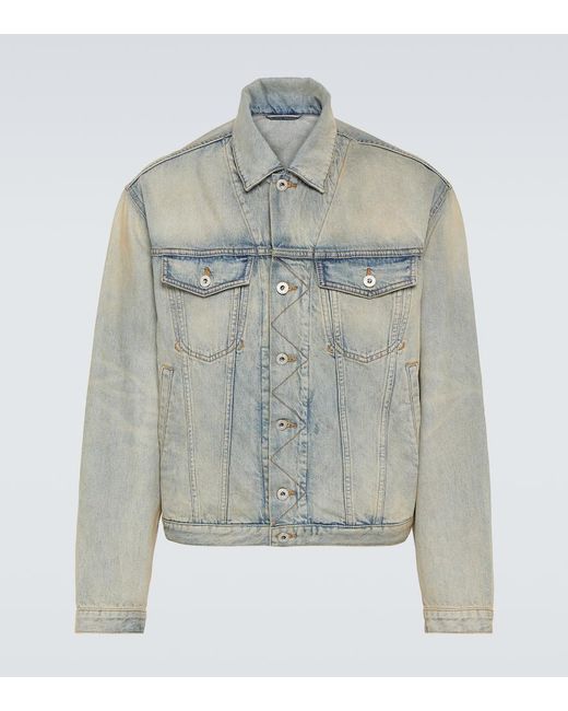 KENZO Gray Drawn Varsity Embroidered Denim Jacket for men