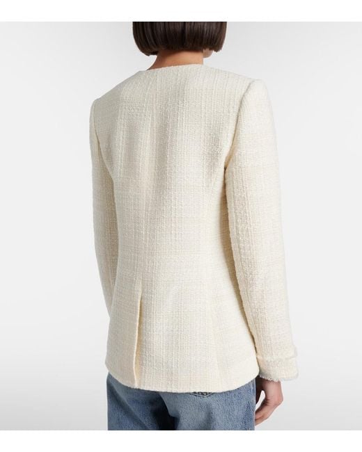 Veronica Beard White Double-Breasted Tweed Blazer