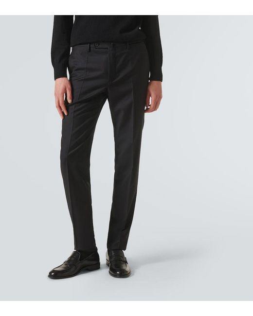 Slowear Black Wool Straight Pants for men