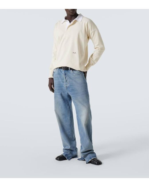 Maison Margiela White Logo Cotton Jersey Polo Shirt for men