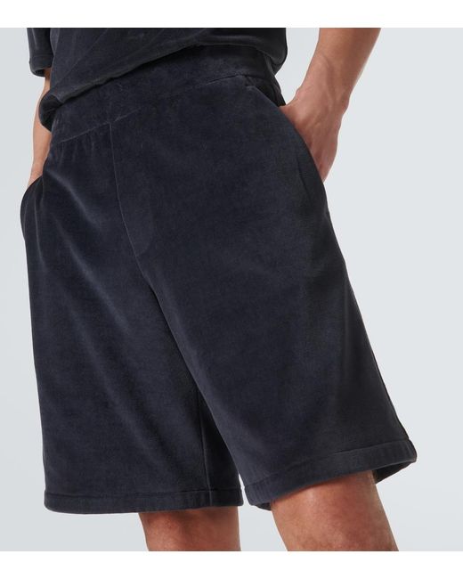 Loro Piana Blue Murano Cotton And Silk Velour Bermuda Shorts for men