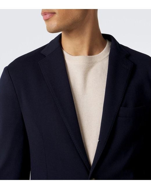 Eleventy Blue Hooded Layered Wool Blazer for men