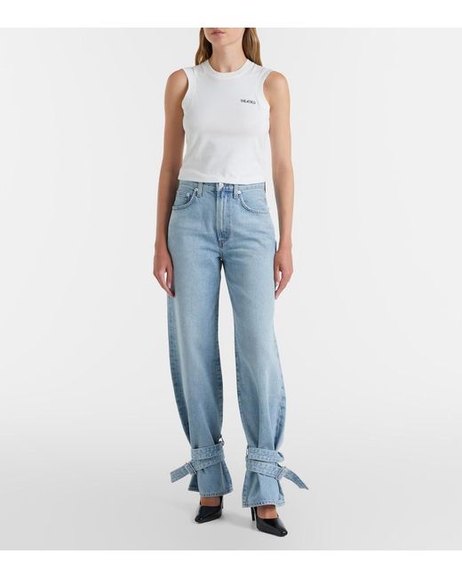 Agolde Blue Cinched Hem Straight Jeans