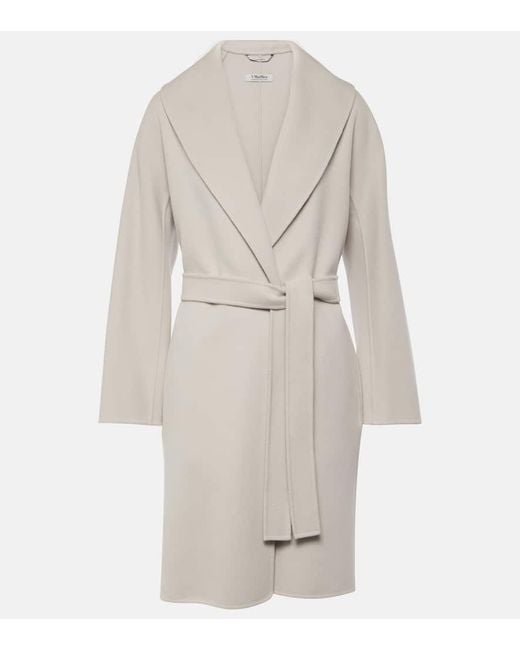 Abrigo Envolvente Messi De Lana Virgen Max Mara de color White