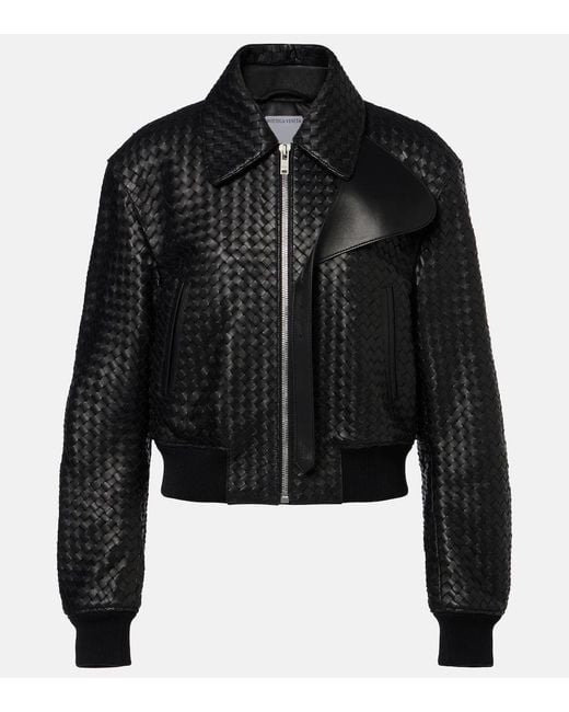 Bottega Veneta Black Intrecciato Leather Jacket