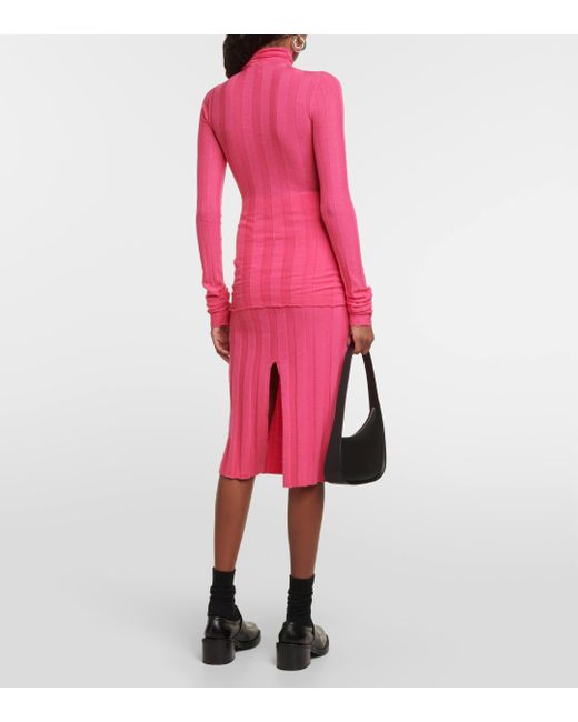 Sportmax Pink Turtleneck Wool-blend Sweater
