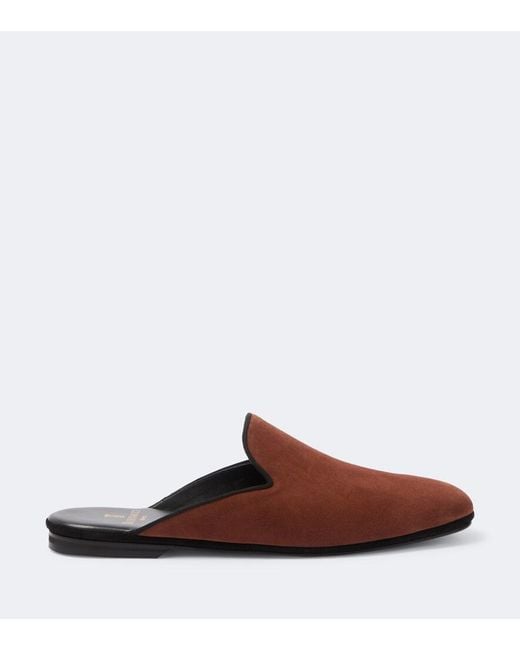 Rubinacci Brown Suede Slippers for men