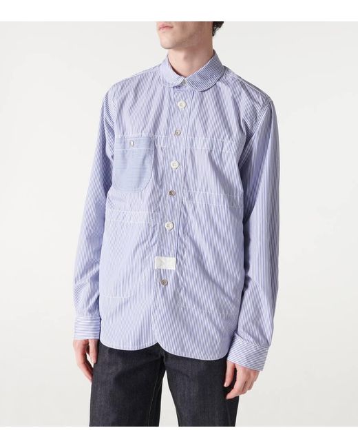 Junya Watanabe Blue Striped Cotton Oxford Shirt for men