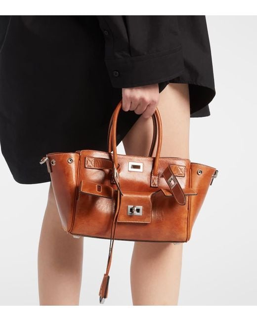 Balenciaga Brown Bel Air Mini Leather Tote Bag