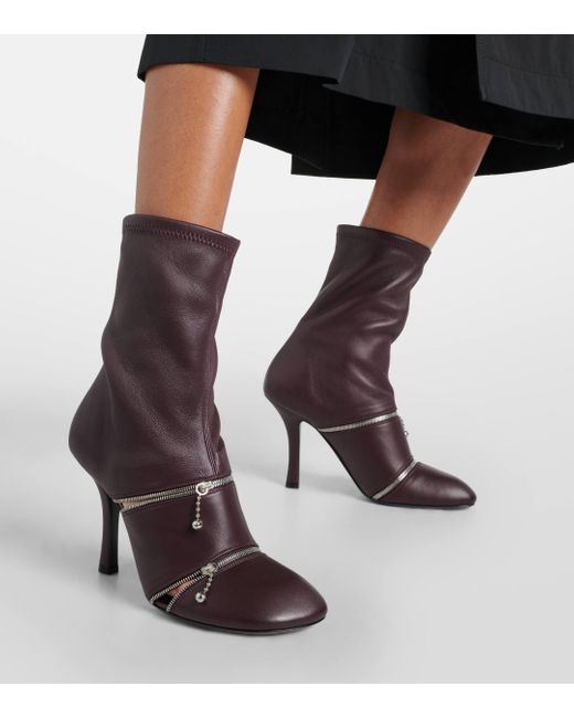 Burberry Brown Peep Leather Ankle Boots