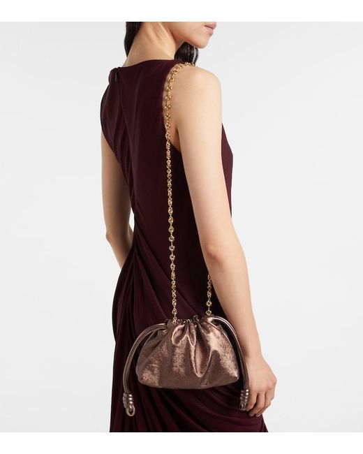 Loewe Brown Flamenco Mini Metallic Leather Clutch