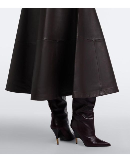 Altuzarra Black Varda Leather Midi Skirt