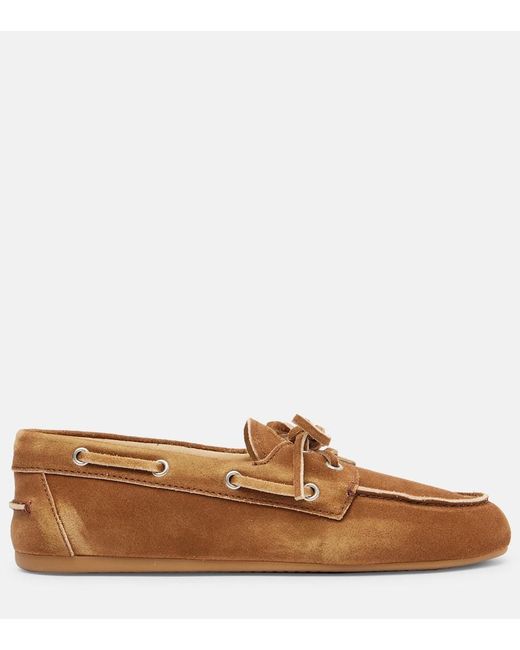 Miu Miu Brown Suede Boat Shoes