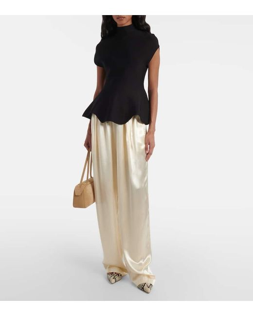 Khaite Black Andra Peplum Top