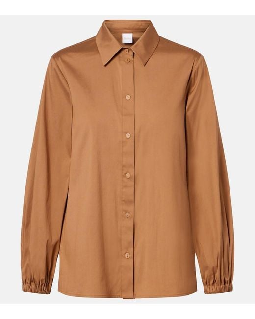 Max Mara Brown Fertile Cotton-Blend Shirt