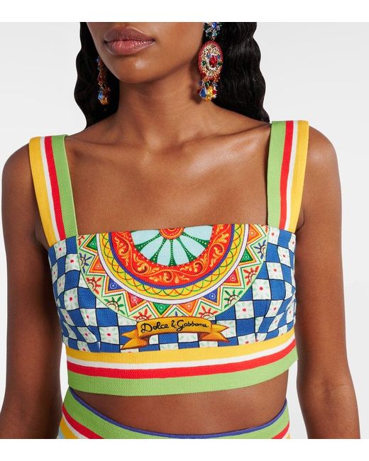Dolce & Gabbana Blue Cropped-Top Aus Baumwolle
